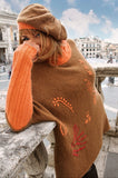 Vicuna Boucle Sweater-Poncho with Beret