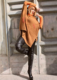 Vicuna Boucle Sweater-Poncho with Beret