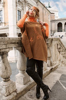 Vicuna Boucle Sweater-Poncho with Beret