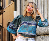 Mohair Color Block Sweater in Romantic Style