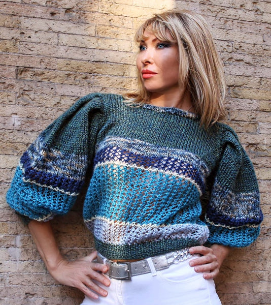 Mohair Multicolor Turtleneck Handknitted sweater