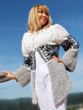 Floral Design Jacket with Fur effect