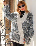 Mohair Multicolor Oversized Hand knitted Women's Alpaca Cardigan