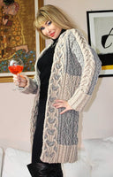 Designer Hand Knitted Cardigan with Cable and Aran patterns