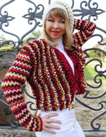 Designer Hand Knitted Wool Multicolored Jacket