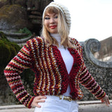 Designer Hand Knitted Wool Multicolored Jacket