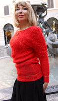 Designer Hand Knitted Organic Wool Sweater with Floral Pattern