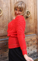 Designer Hand Knitted Organic Wool Sweater with Floral Pattern