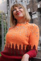 Designer Hand Knitted Organic Mohair Sweater with Strass and Paillettes