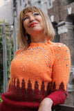 Designer Hand Knitted Organic Mohair Sweater with Strass and Paillettes