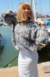 Designer Hand Knitted Mohair Sweater with fish net effect