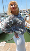 Designer Hand Knitted Mohair Sweater with fish net effect