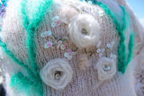 Designer Hand Knitted Mohair Sweater with paillette flowers and embroidery