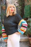 Mohair Multicolor Handknitted Oversized sweater