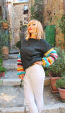 Mohair Multicolor Handknitted Oversized sweater