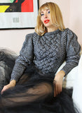 Silver Handknitted Designer Sweater with cables