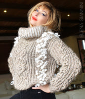 Handknitted Oversized Sweater with Arans and Cables