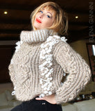 Handknitted Oversized Sweater with Arans and Cables