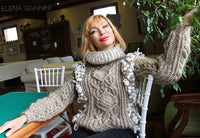 Handknitted Oversized Sweater with Arans and Cables