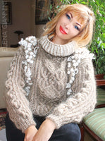 Handknitted Oversized Sweater with Arans and Cables