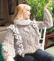 Handknitted Oversized Sweater with Arans and Cables