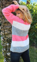 Designer Mohair Handknitted Multicolour Cardigan