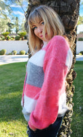 Designer Mohair Handknitted Multicolour Cardigan