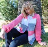 Designer Mohair Handknitted Multicolour Cardigan