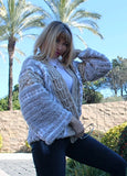 Designer Handknit Oversized Cardigan with Animal Pattern