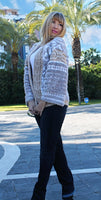 Designer Handknit Oversized Cardigan with Animal Pattern