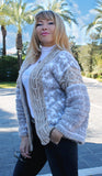 Designer Handknit Oversized Cardigan with Animal Pattern