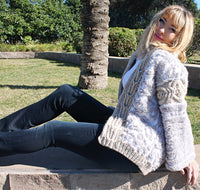 Designer Handknit Oversized Cardigan with Animal Pattern