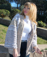 Designer Handknit Oversized Cardigan with Animal Pattern