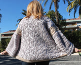 Designer Handknit Oversized Cardigan with Animal Pattern