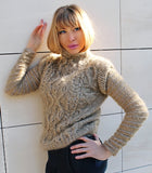 Designer Handknitted Mohair Sweater with Arans and Cables