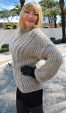 Designer Handknitted Oversized Fluffy Sweater with Cables