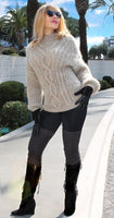 Designer Handknitted Oversized Fluffy Sweater with Cables