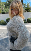 Designer Handknitted Oversized Fluffy Sweater with Cables