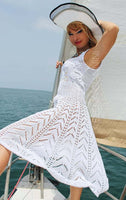 Hand knitted Cotton White Dress in provence style