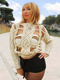 Designer Hand Knitted Ivory Cabled Sweater