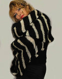 Black Mohair Fuzzy Stripped Bohemian chic sweater