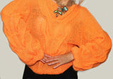 Orange Handknit Mohair Loose Knit Designer sweater