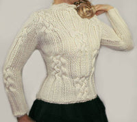 Ivory Wool Cable knit Sweater