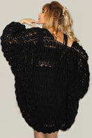 Black Mohair Alpaca Oversized Long Cardigan