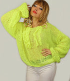 Mohair Oversized Loose Knitted Yellow Sweater