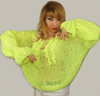 Mohair Oversized Loose Knitted Yellow Sweater