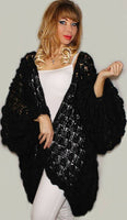 Black Mohair Alpaca Oversized Long Cardigan