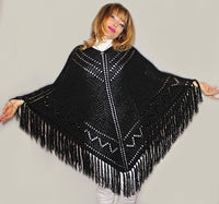 Wool Poncho with Fringe, Bohemian tunic