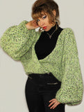 Mohair Oversized Alpaca Chunky Knit Cardigan, Green Bomber