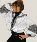 Mohair Black&White Chunky Knit Hoodie Vest Cardigan